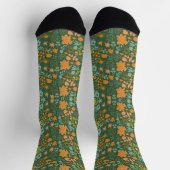 Blumenmuster auf dunkelgrünem Hintergrund Socken (Oben)