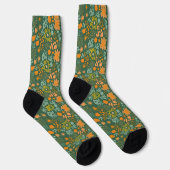 Blumenmuster auf dunkelgrünem Hintergrund Socken (Rechts)
