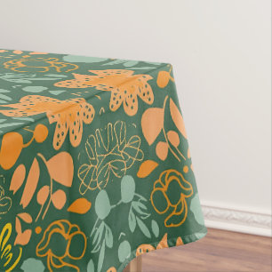 Blumenmuster auf dunkelgrünem Hintergrund Tischdecke