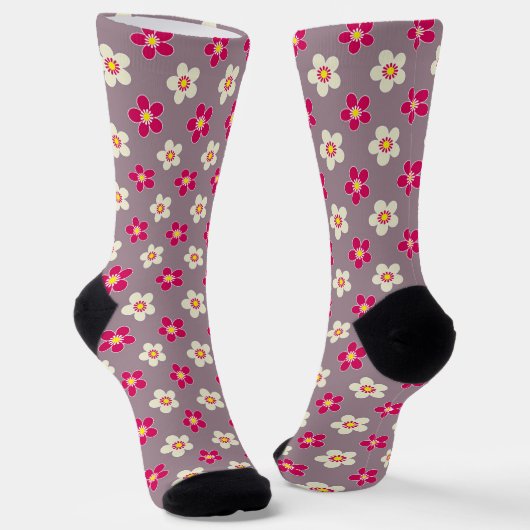 Blumenmuster auf einer Blume Socken (Gewinkelt)