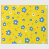 Blumenmuster auf gelbem Hintergrund Geschenkpapier (Flach)