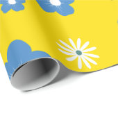 Blumenmuster auf gelbem Hintergrund Geschenkpapier (Rolleneckpunkt)