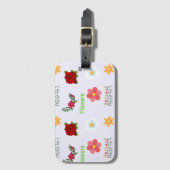 Blumenmuster auf Grau Gepäckanhänger (Vorderseite Vertikal)
