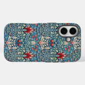 Blumenmuster auf grünen Blättern blauem Hintergrun Case-Mate iPhone Hülle (Rückseite (Horizontal))