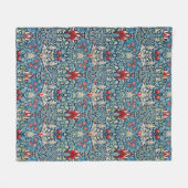 Blumenmuster auf grünen Blättern blauem Hintergrun Fleecedecke (Vorderseite (Horizontal))