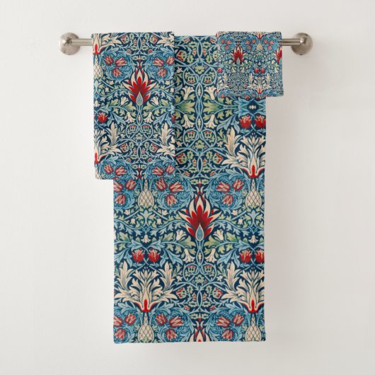 Blumenmuster auf grünen Blättern, blauer Hintergru Badhandtuch Set (Insitu)