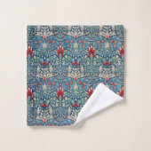 Blumenmuster auf grünen Blättern, blauer Hintergru Badhandtuch Set (Waschlappen)