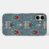 Blumenmuster auf grünen Blättern, blauer Hintergru Case-Mate iPhone Hülle (Rückseite (Horizontal))