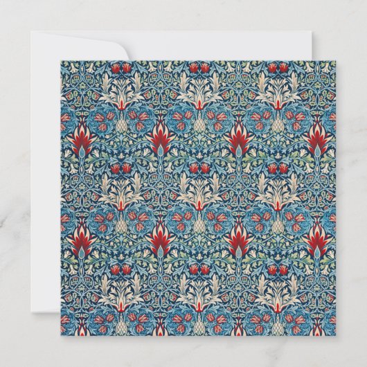 Blumenmuster auf grünen Blättern, blauer Hintergru Dankeskarte (Vorderseite)