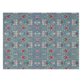Blumenmuster auf grünen Blättern, blauer Hintergru Tischdecke (Vorderseite (Horizontal))