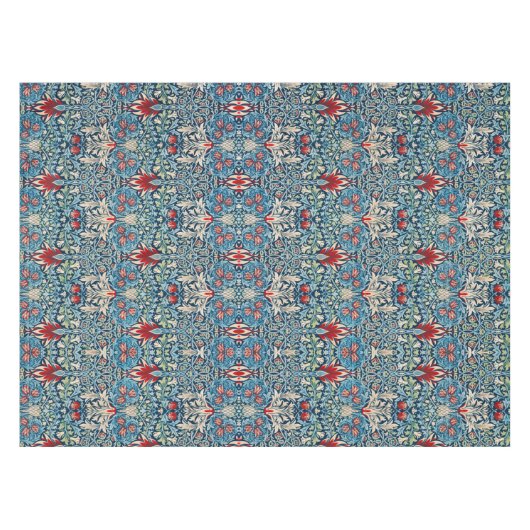 Blumenmuster auf grünen Blättern, blauer Hintergru Tischdecke (Vorderseite (Horizontal))