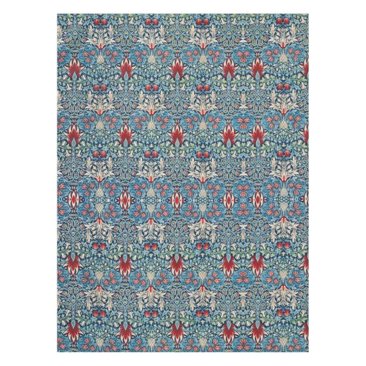 Blumenmuster auf grünen Blättern, blauer Hintergru Tischdecke (Vorderseite)