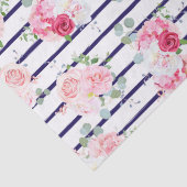 Blumenmuster auf Horizontal Streifen Rose Peony Seidenpapier (Detail)