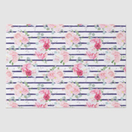 Blumenmuster auf Horizontal Streifen Rose Peony Seidenpapier