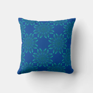 Blumenmuster auf Indigo Kissen