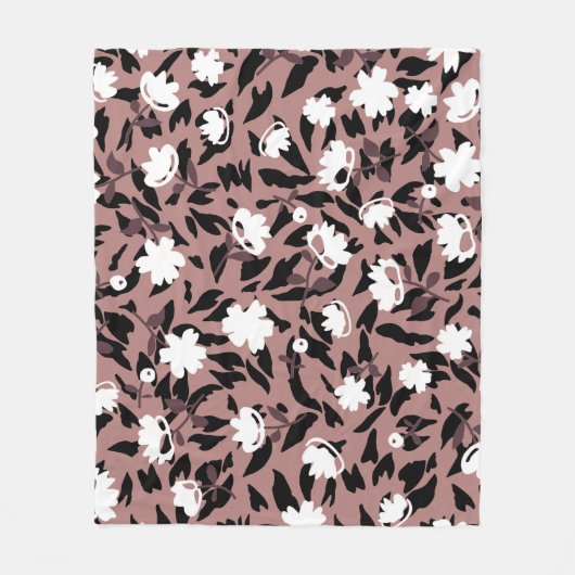 Blumenmuster auf Leopardenhintergrund. Fleecedecke (Vorderseite)