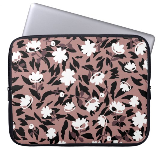 Blumenmuster auf Leopardenhintergrund. Laptopschutzhülle (Vorderseite)
