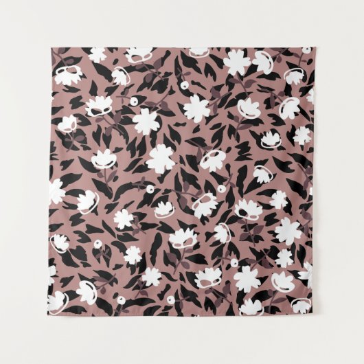 Blumenmuster auf Leopardenhintergrund. Wandteppich (Vorderseite)