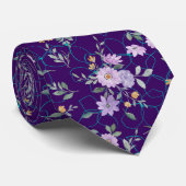 Blumenmuster auf Net 01 D Lila BG Krawatte (Gerollt)