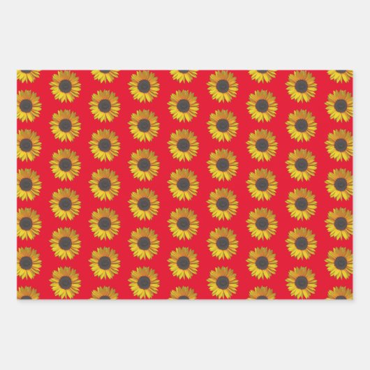 Blumenmuster auf Rot Geschenkpapier Set (Vorderseite 2)