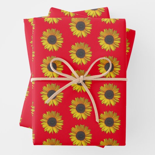 Blumenmuster auf Rot Geschenkpapier Set (Beispiel)