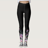 Blumenmuster auf schwarz leggings (Vorderseite)
