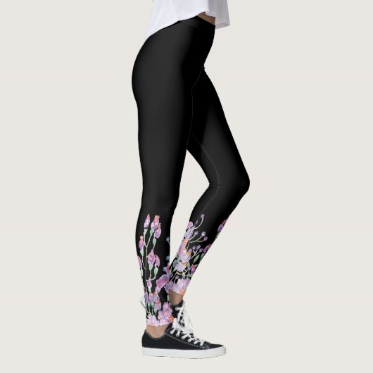 Blumenmuster auf schwarz leggings (Rechts)