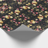 Blumenmuster auf schwarzem Hintergrund Geschenkpapier (Ecke)