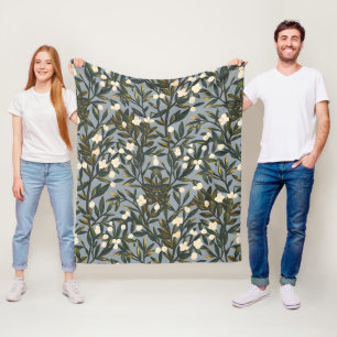 Blumenmuster auf staubgrauem Hintergrund Fleecedecke