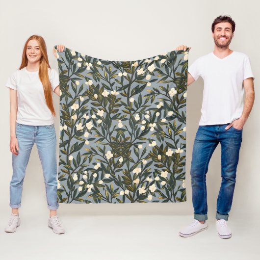 Blumenmuster auf staubgrauem Hintergrund Fleecedecke (Beispiel)