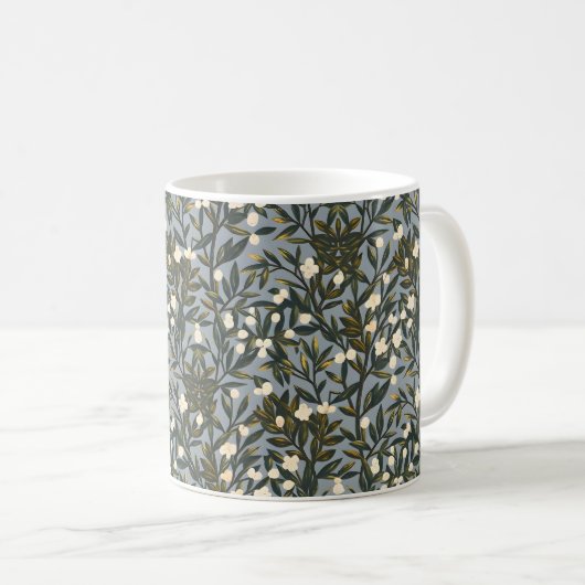 Blumenmuster auf staubgrauem Hintergrund Kaffeetasse (VorderseiteRechts)