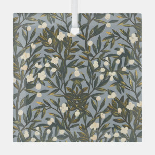 Blumenmuster auf staubgrauem Hintergrund Ornament Aus Glas