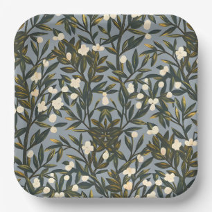 Blumenmuster auf staubgrauem Hintergrund Pappteller