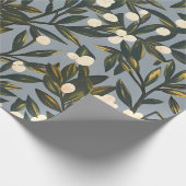 Blumenmuster auf staubigem Blaugrau Hintergrund Geschenkpapier (Ecke)