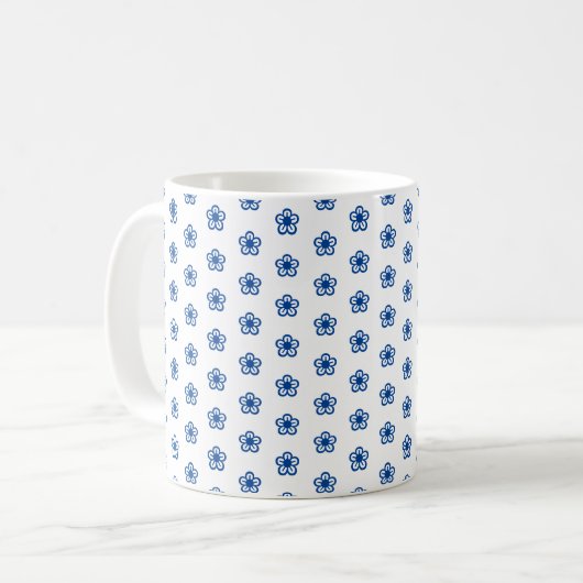 Blumenmuster auf weißem Grund Kaffeetasse (Vorderseite Links)