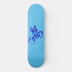 Blumenmuster aus Blauer und Lila Skateboard