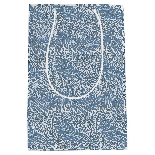 Blumenmuster aus dem 19. Jahrhundert Blau auf weiß Mittlere Geschenktüte (Vorderseite)