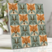 Blumenmuster aus dem Mittelalter in Orange und Bla Fliese