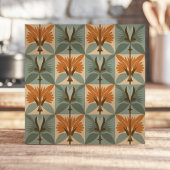 Blumenmuster aus dem Mittelalter in Orange und Bla Fliese