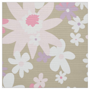 Blumenmuster aus den 60ern auf Khaki Stoff