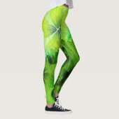 Blumenmuster aus grünem Wasser Leggings (Rechts)