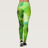 Blumenmuster aus grünem Wasser Leggings (Rückseite)