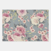 Blumenmuster aus rosa Blume und Rose Geschenkpapier Set (Vorderseite 3)