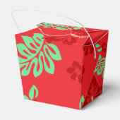 Blumenmuster aus rotem und grünem tropischem Hibis Geschenkschachtel (Rückseite)