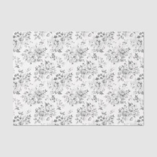 Blumenmuster aus Vintagem Grauen Rose Seidenpapier