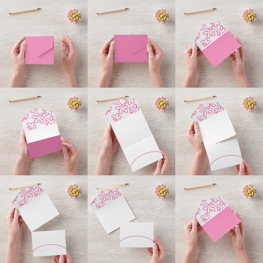 Blumenmuster-Autoremagnet All In One Einladung