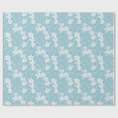 Blumenmuster | Azurblaue Blüten Geschenkpapier (Flach)