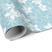 Blumenmuster | Azurblaue Blüten Geschenkpapier (Rolleneckpunkt)