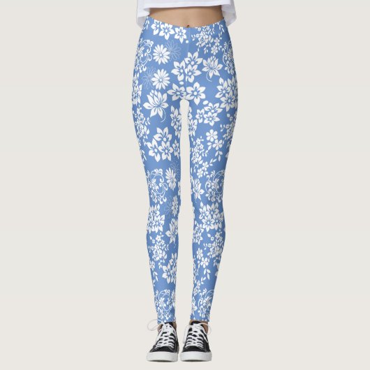 Blumenmuster.b L Blau BG Leggings (Vorderseite)
