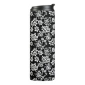 Blumenmuster.b Schwarze BG Thermosbecher (Nach links gedreht)